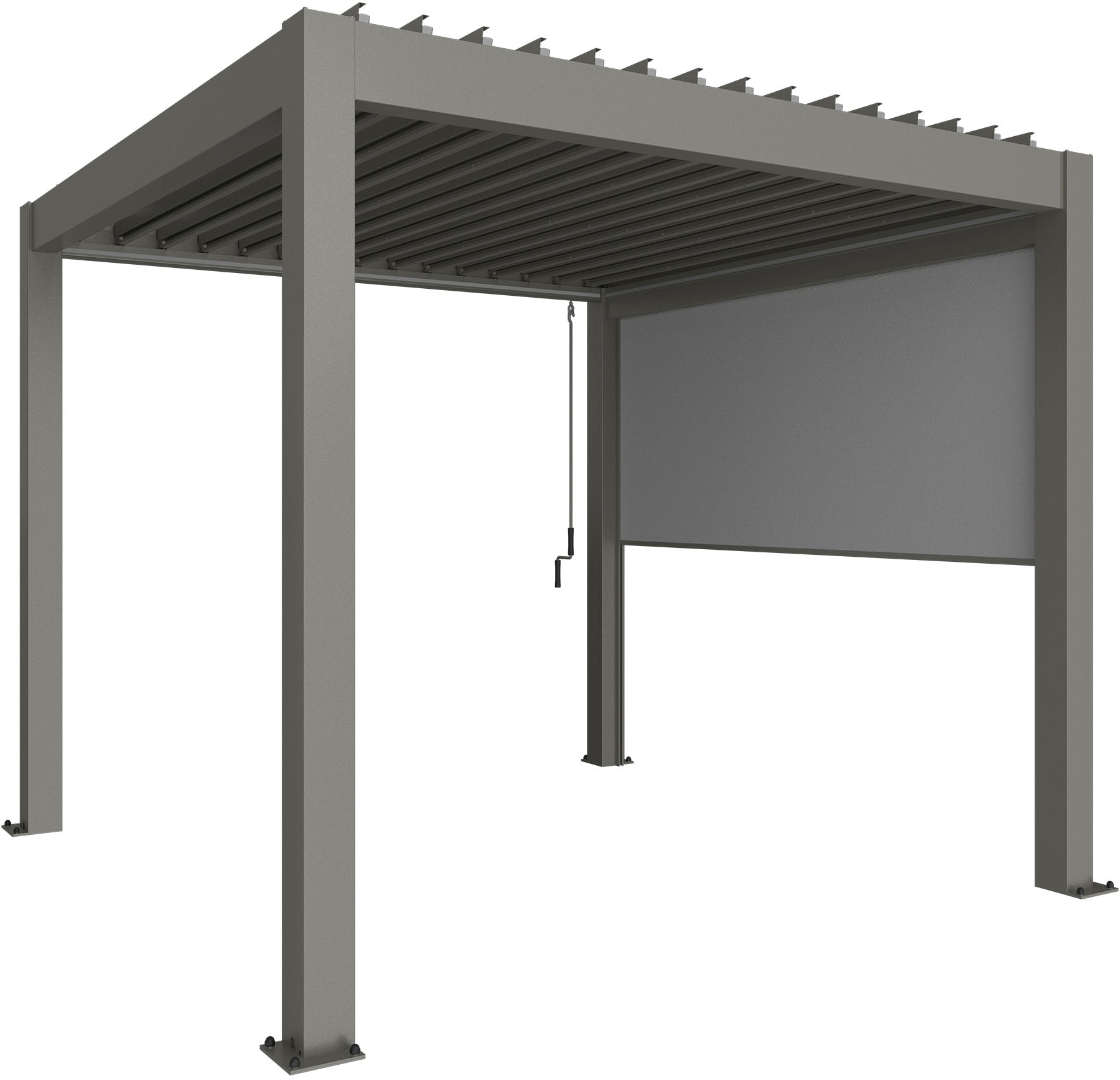 Rollo BIOHORT "Sonnenschutz für 4m-Seite von biohort Pergola", grau (quarzgrau, metallic), Kunststoff, Rollos, Sonnen- und Blendschutz mit ZIP-Funktion, stufenlos verstellbar