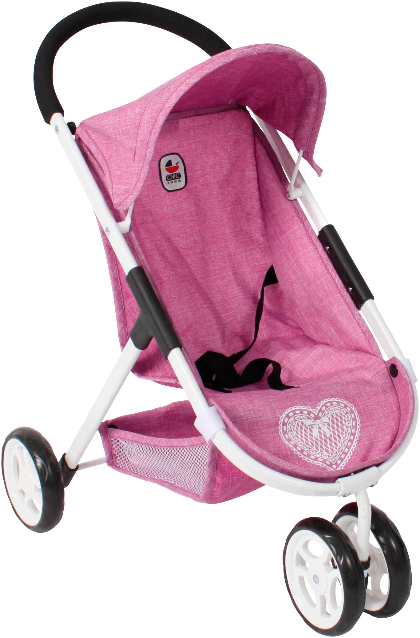 Puppenbuggy CHIC2000 "Speedy", jeans pink, Puppenwagen, KinderB:35cm H:59cm T:54cm, Kunststoff, Metall, Polyester, mit leichtgängigen Doppelrädern, B:35cm H:59cm T:54cm