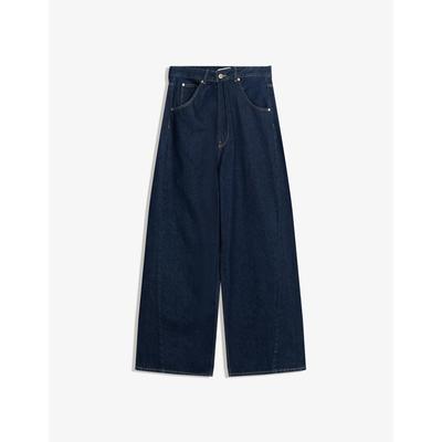 Bershka Wide-Leg Jeans With Crossover Waist Women 06 Navy