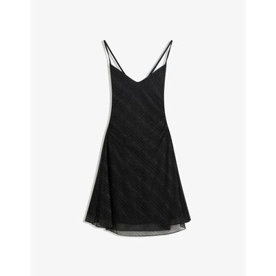 Bershka Tulle Mini Dress With Rhinestones Women Xs Black