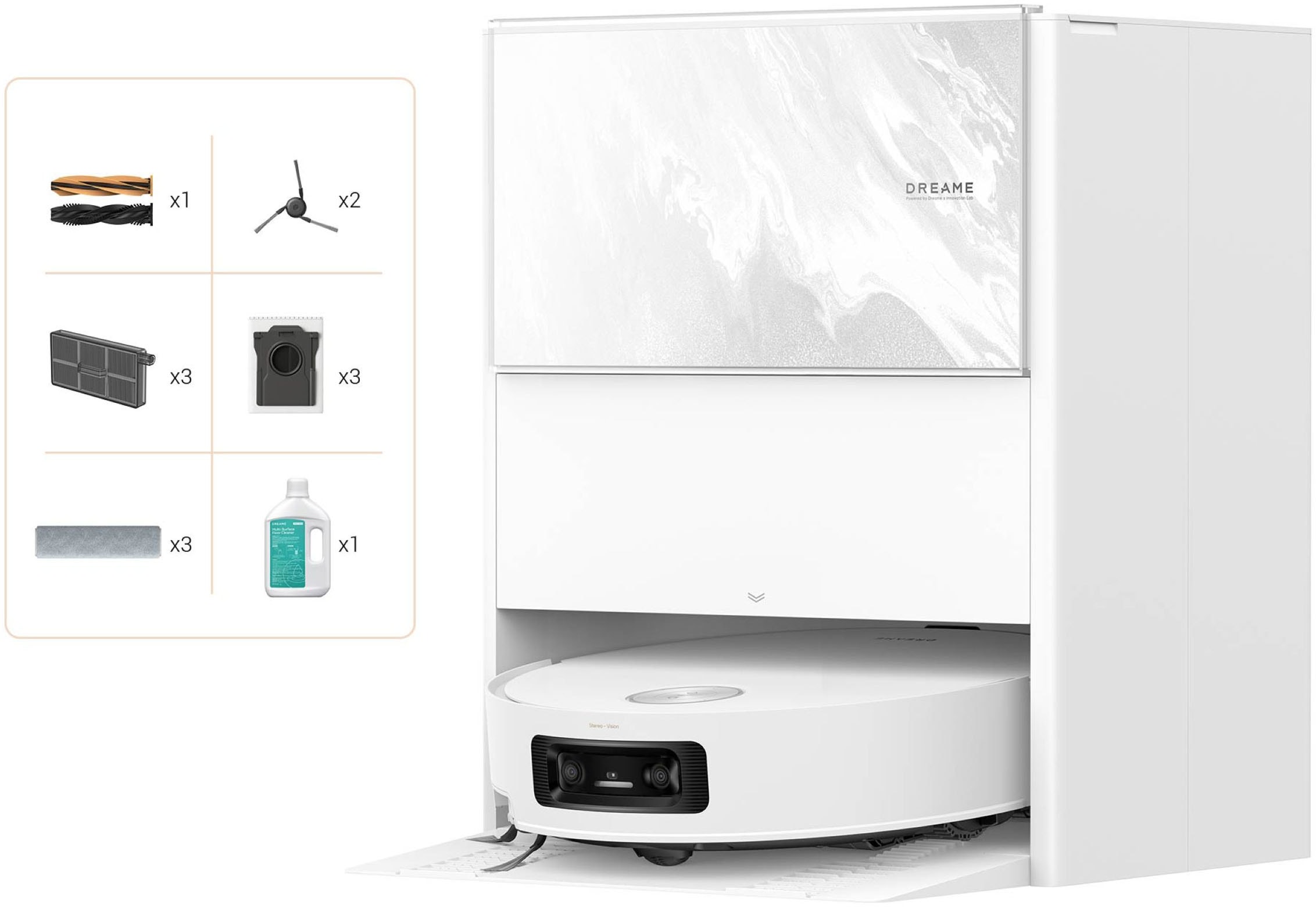 DREAME Saugroboter "mit Wischfunktion Aqua10 Ultra Track Complete White", weiß, B:42cm H:50cm T:44cm, Saugroboter, Warmwasser-Wischsystem, überwindet Hindernisse, 25.000 Pa Saugkraft