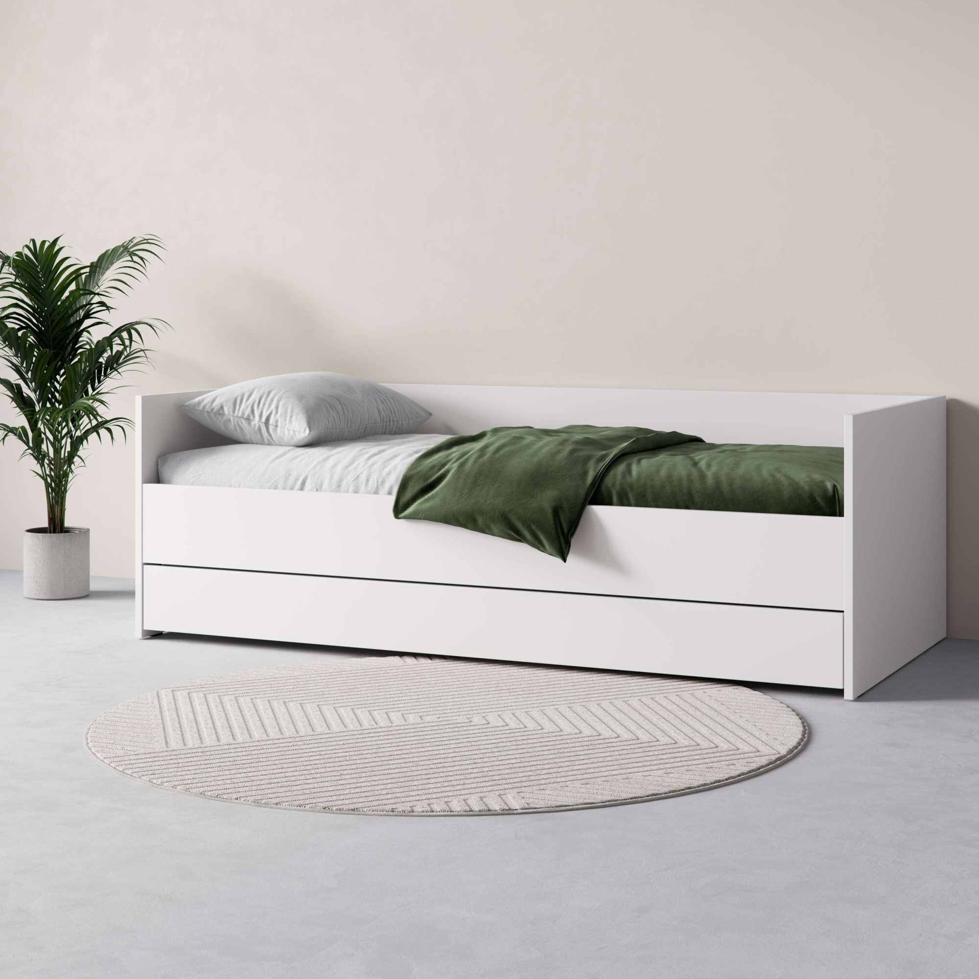 Bett VOX "SIMPLE Bettgestell mit Bettkasten und Zusatzbett, B/T/H: 95/205/68 cm", weiß, B:95,3cm H:68,1cm L:205,6cm, Betten, ohne Matratze, in 3 Farben erhältlich Image