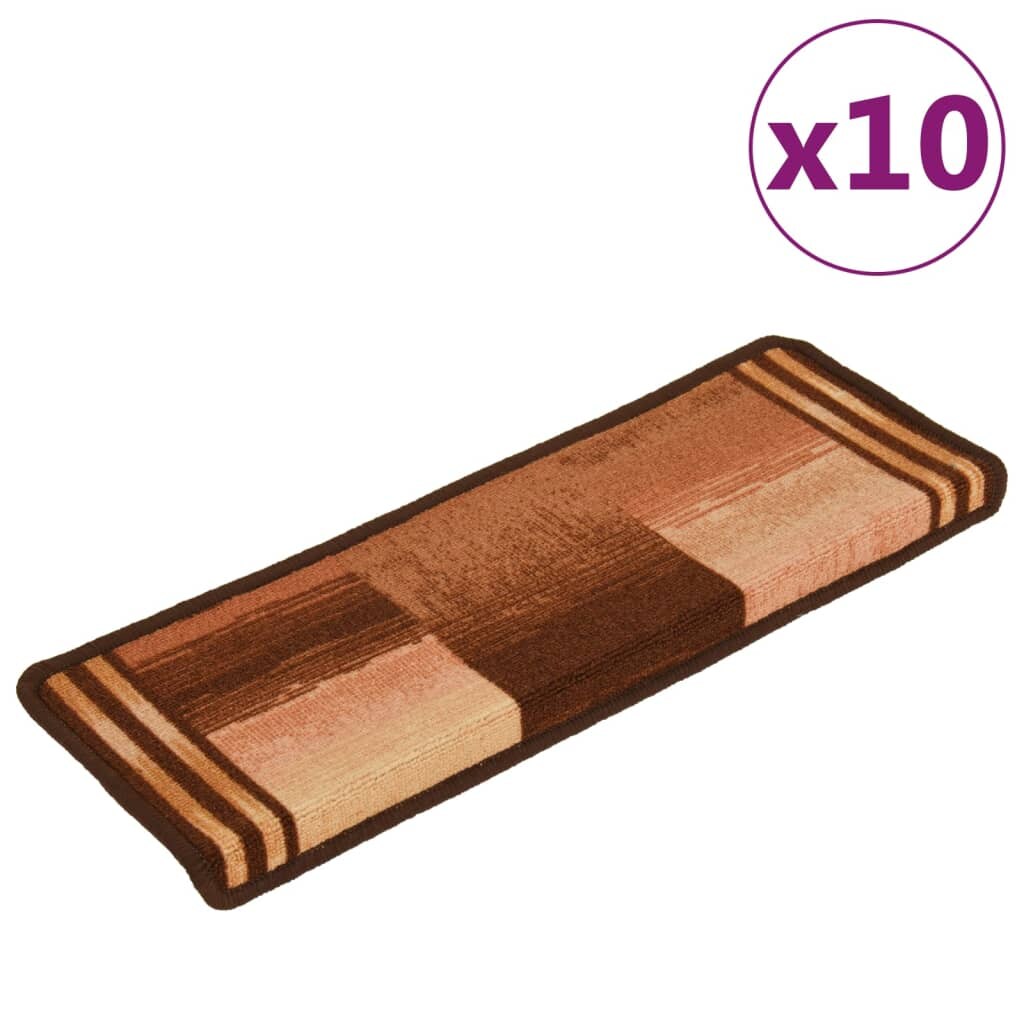 vidaXL Stufenmatten Selbstklebend 10 Stk. 65x21x4 cm Braun Image