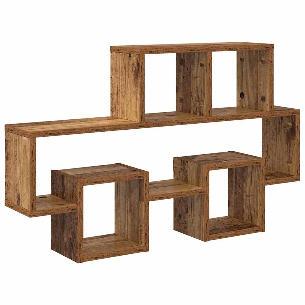 vidaXL Wandregal mit Regal Altholz 82 x 15 x 51 cm Holzwerkstoff Image