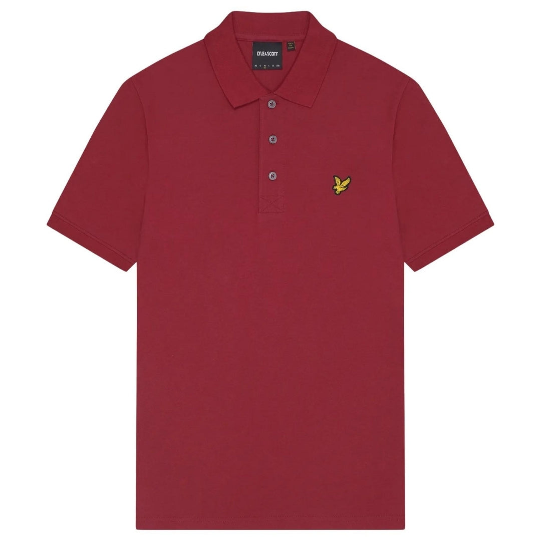 Burgunderfarbenes Poloshirt der Marke Lyle & Scott mit Logo auf der Brust Image