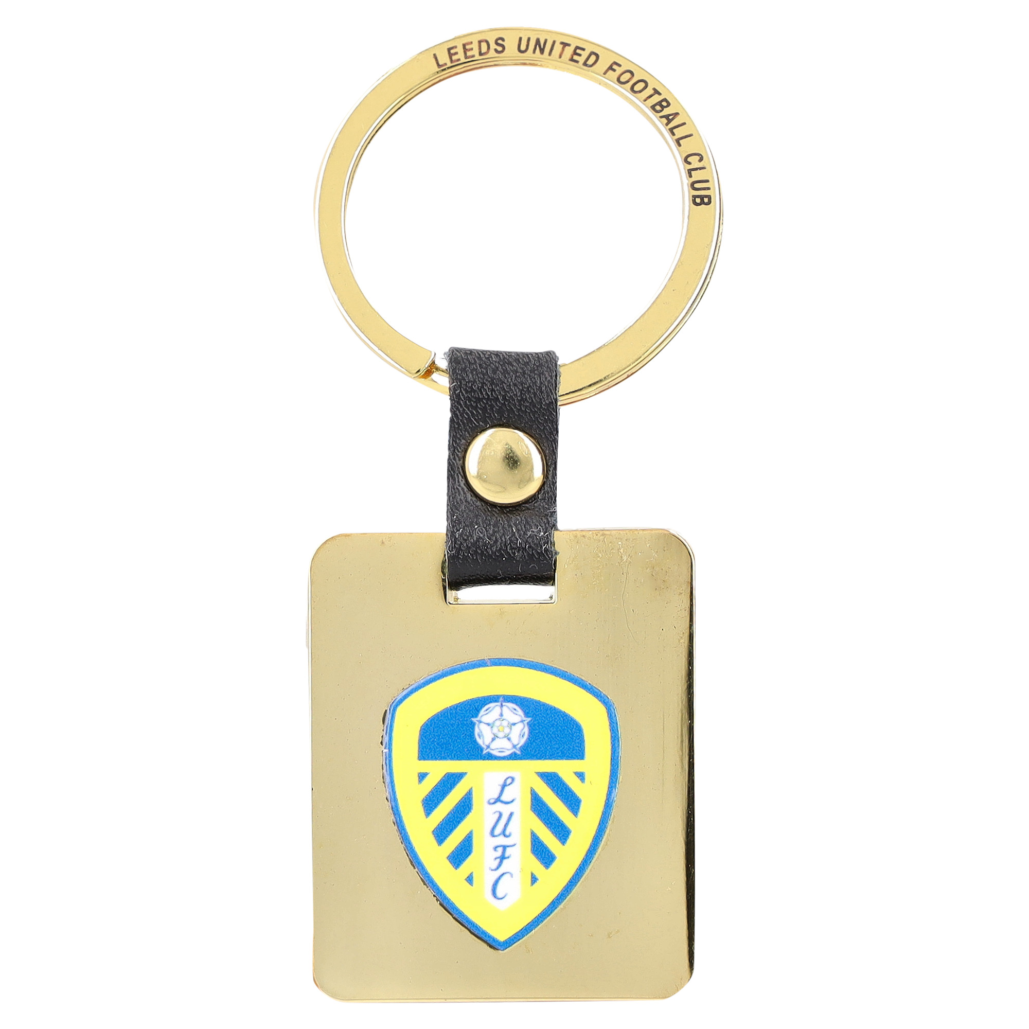 Leeds United Leeds Schlüsselanhänger mit goldener quadratischer Lasche Image