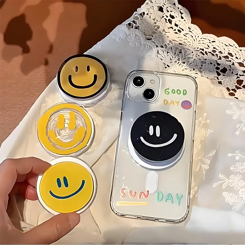 Magsafe Korean Style INS Smiley Face Phone Pop Socket Magnetic Detachable Rotation Phone Ring Holder Grip SJZJ04