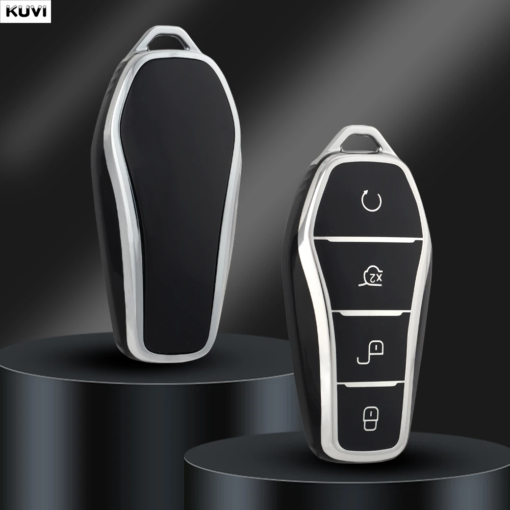 4-Tasten-weiche TPU-Auto-Fernbedienungs-Schlüsseletui für BYD Song Pro Plus Max Dmi EV Seal Dolphin Fernbedienungshalter Fob-Zubehör Image