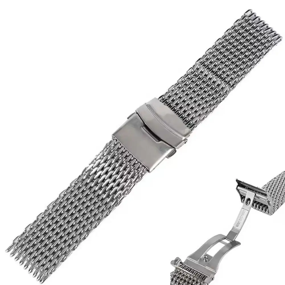 18/20/22/24mm Stahl Dive Shark Mesh für Milanese Uhr Armband Armband Band Weben Doppel Snap Strap gewebte Uhrenarmbänder Image