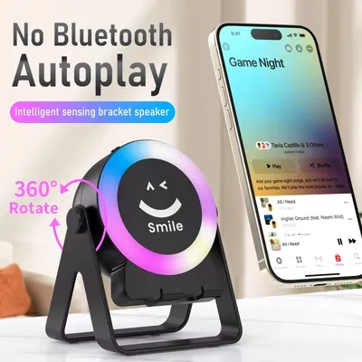 4 in1 Wireless Speaker LED Atmosphere Light RGB Bluetooth Speaker stand for Phone