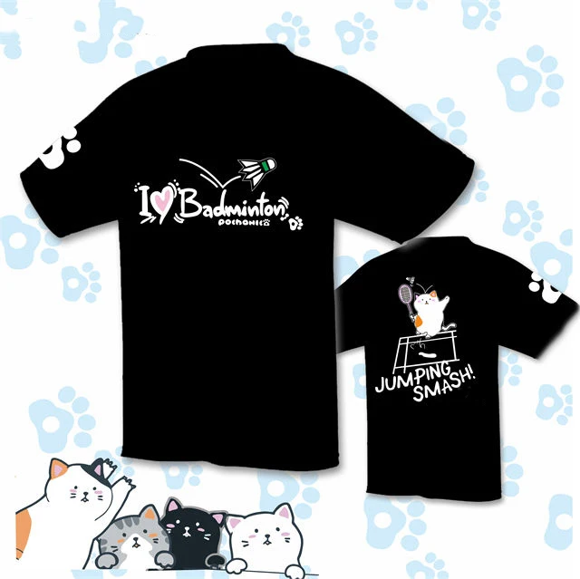 2025 New Sports Jersey Japan Cat Short-sleeved Pure Cotton Badminton Shirt Men