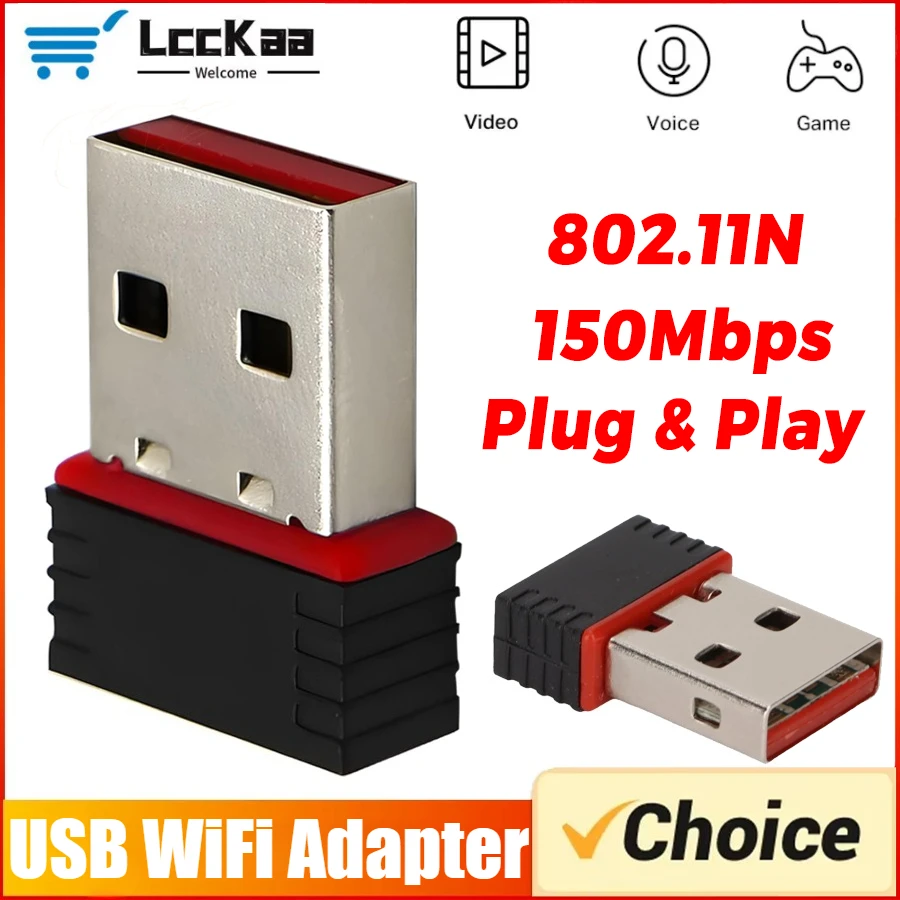 RTL8188 150 Mbit/s Mini-USB-WLAN-Adapter für Raspberry Pi, kabelloser Netzwerkkarten-Adapter, WLAN-Dongle für Desktop-Laptop, PC, Windows Image