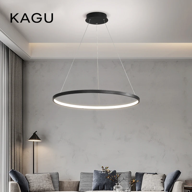 Moderner runder LED-Kronleuchter in Schwarz/Weiß – dimmbare Pendelleuchte für Küche und Wohnzimmer, oberflächenmontierte, minimalistische Heimleuchte