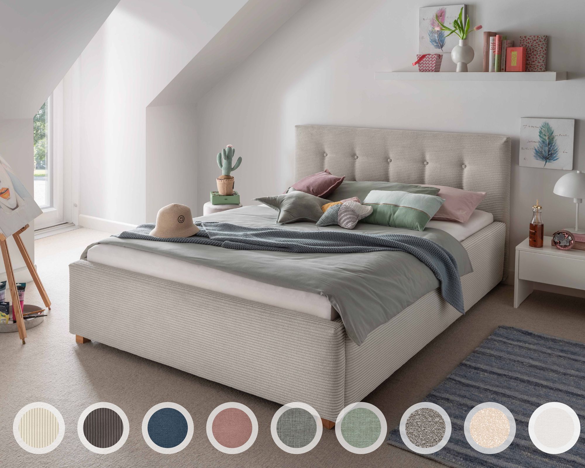 INFANSKIDS »Lima« Polsterbett 180x210 cm / Ascot 2403 Taupe