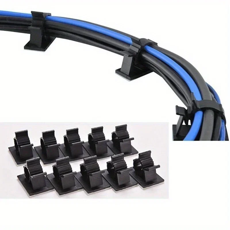 5/10PCS Nylon mit selbstklebender Rückseite, verstellbarer Verkabelungsbefestigungssitz, Kunststoff-Kabelclip, selbstklebende Verkabelungsschnalle, Verkabelungsbefestigungsclip Image