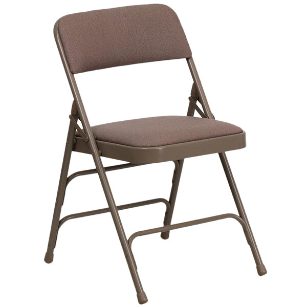 "Flash Furniture HA-MC309AF-BGE-GG Beige Metal Folding Chair with 1"" Padded Fabric Seat"