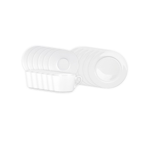 Caterado 18-teiliges Kaffeeservice HEIKE, Porzellan weiß bestehend aus: je 6 Kaffeeobertassen, -untetassen und Dessertteller Image