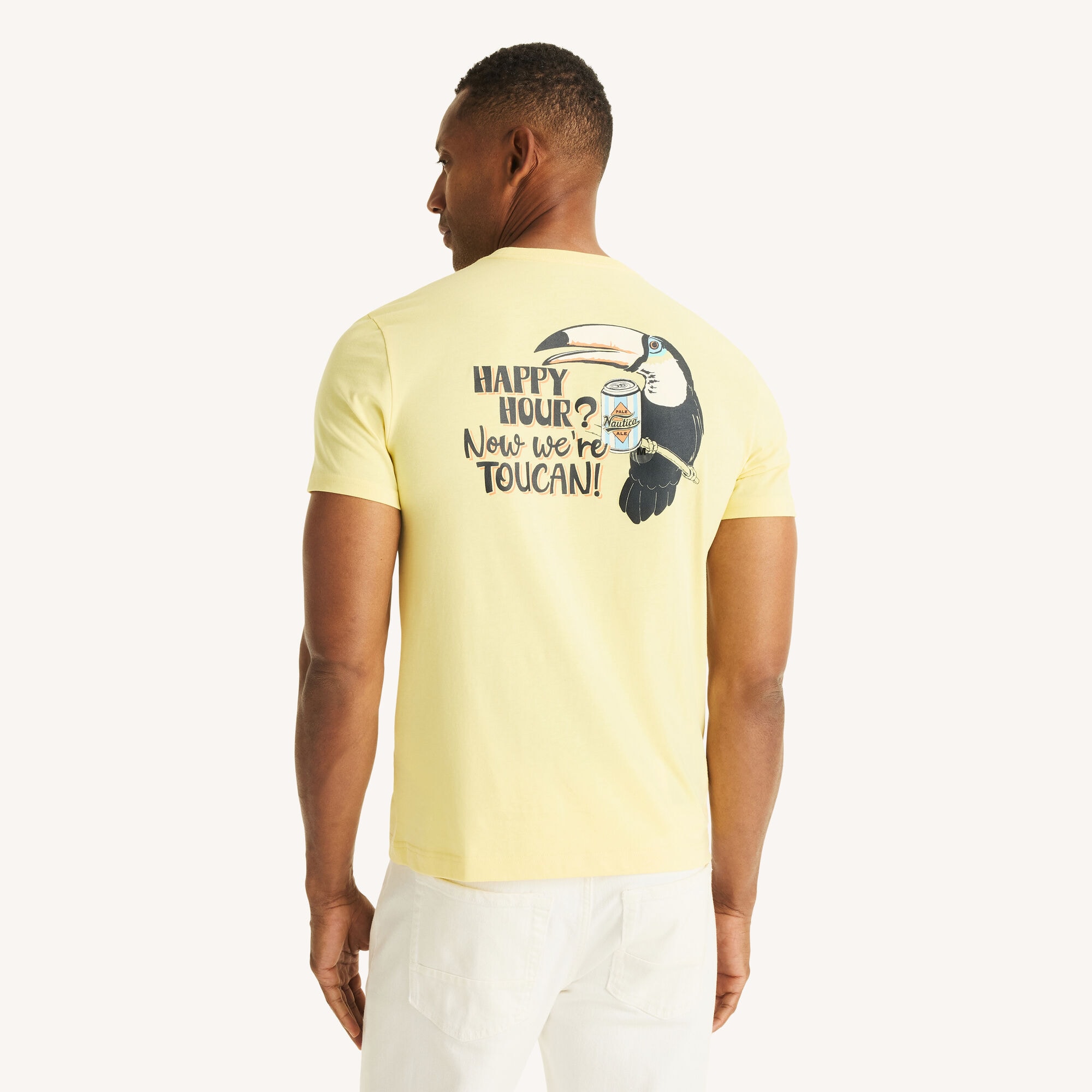 Nautica Men's Happy Hour Graphic T-Shirt 712 (Light Gold), XS