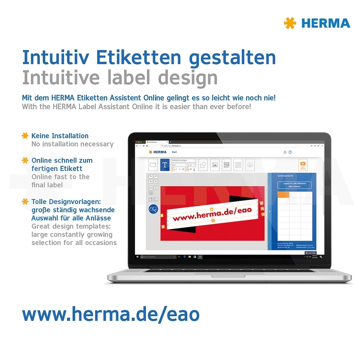 Herma Etiketten permanent 63,5 x 42,3 mm Silphie braun 20 Bl 360 Etik. Image
