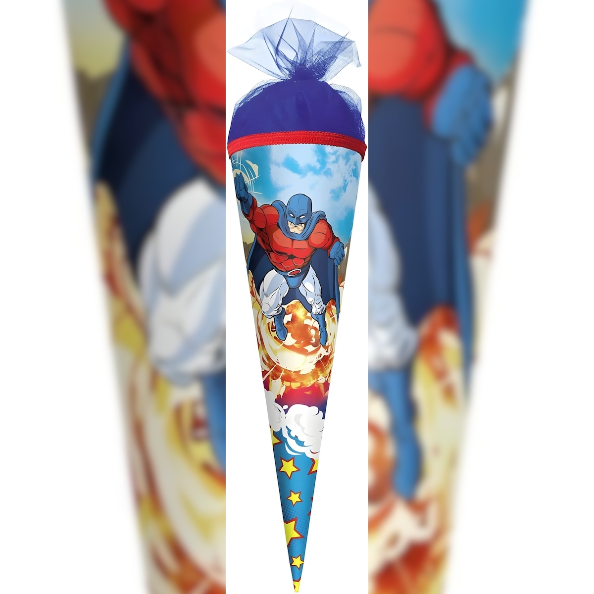 ROTH Schultüte klein Superheld 22cm rund mit Tüllverschluss Image