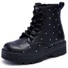 Schnürstiefel SKECHERS "GRAVLEN HI", Kinder, Gr. 31, schwarz, Lederimitat, modisch, Schuhe, Boots mit Nieten, Größenschablone zum Download