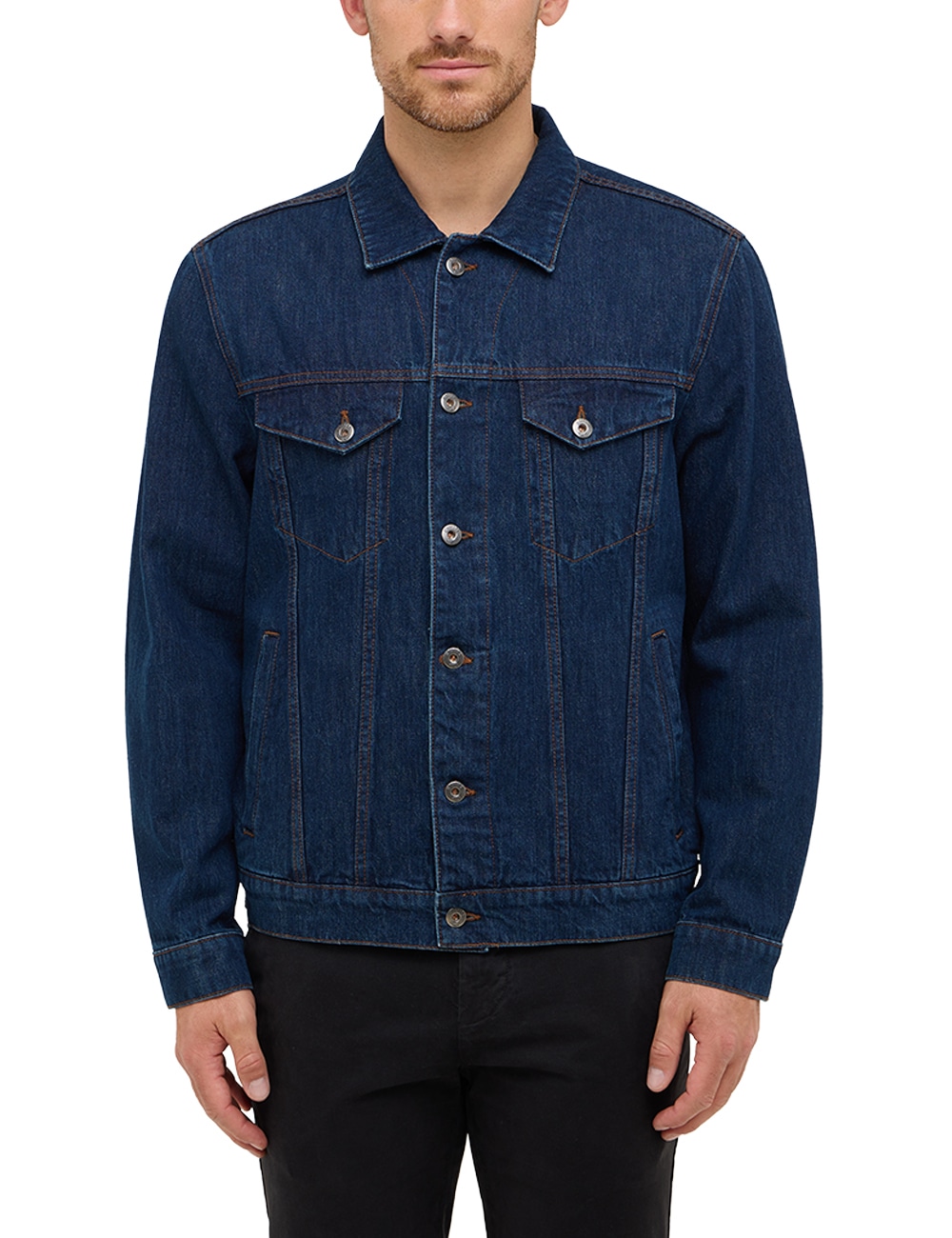 Outdoorjacke MUSTANG "Herren Style Dallas Jacket", Herren, Gr. L, blau sehr dunkel, 100% Baumwolle, unifarben, regular fit, Jacken Image