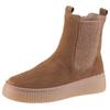 Chelseaboots GABOR, Damen, Gr. 44, beige, Veloursleder, unifarben, Basic, Schuhe, Plateau, Stiefelette mit Stretcheinsatz an der Außenseite