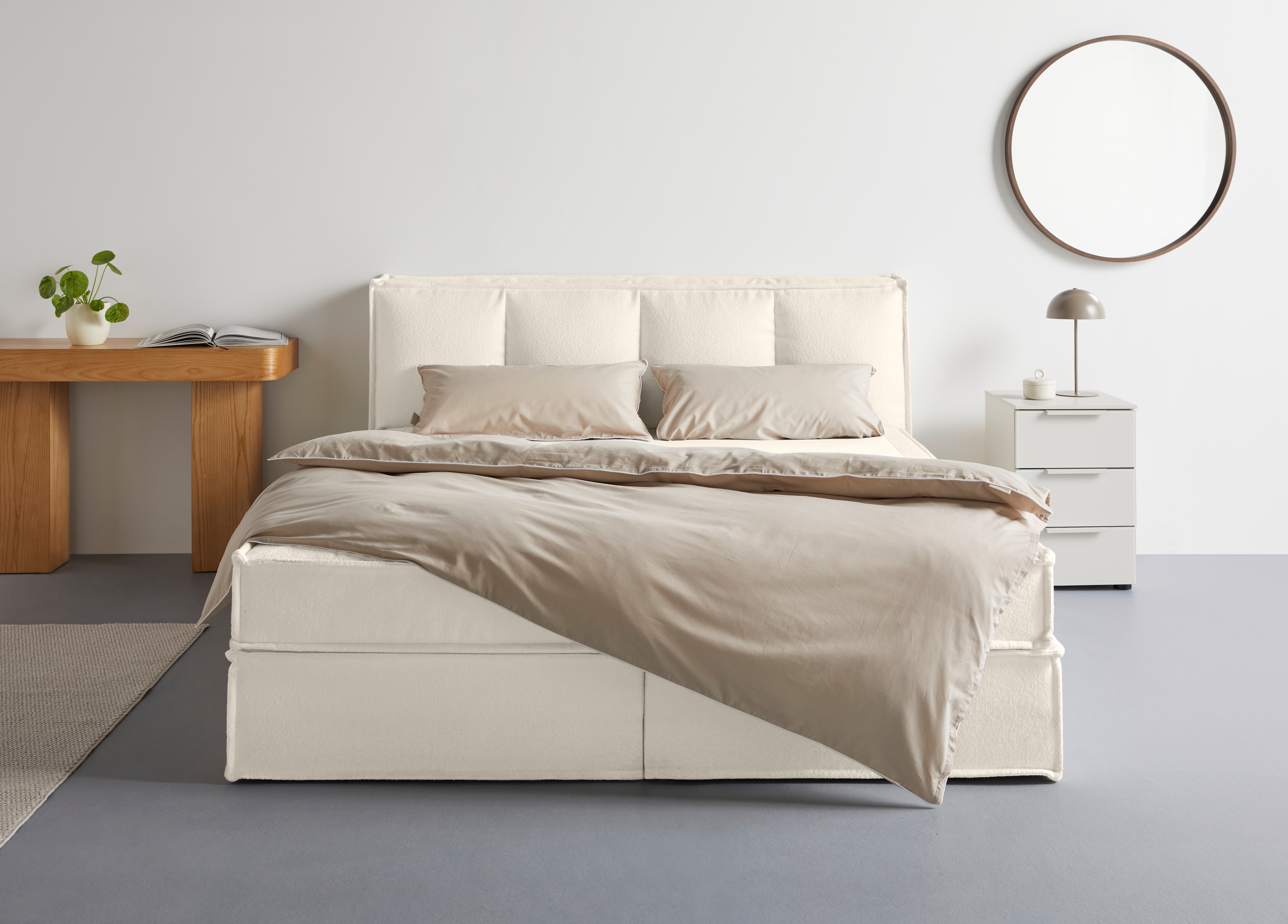 Boxspringbett "Addyson", ivory, B:170cm L:230cm, 100% POLYESTER (PES), LEGER HOME BY LENA GERCKE, Komplettbetten, Boxspringbett inkl. Topper, 2 Matratzen Image