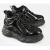 Plateausneaker BUFFALO "CLD CORIN WARM", Damen, Gr. 36, schwarz, Lacklederimitat, Textil, modisch, Schuhe, High Top Sneaker, Schnürboots, Winterboots mit Memory Foam