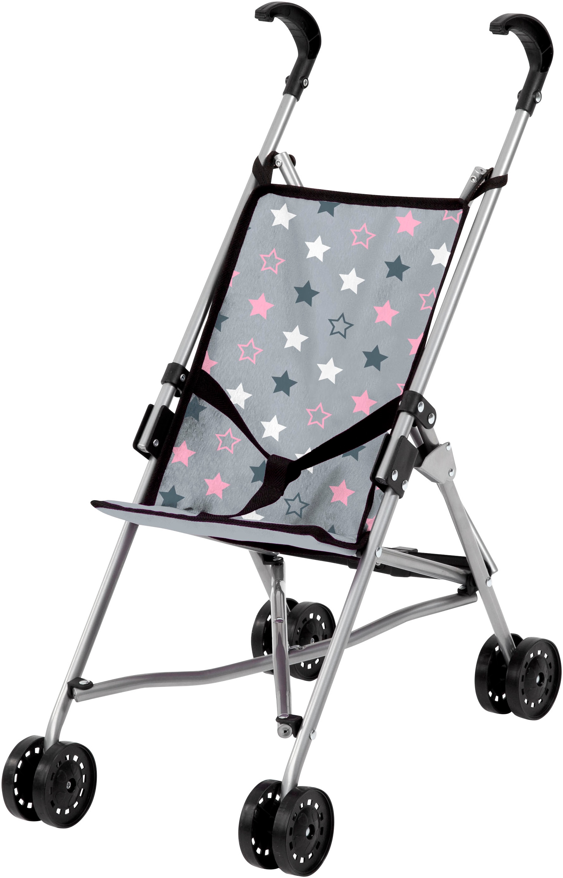 Puppenbuggy BAYER, grau (sterne grau), Puppenwagen, KinderB:27cm H:56cm T:47cm, Metall, Kunststoff, Polyester, mit Tasche, B:27cm H:56cm T:47cm Image