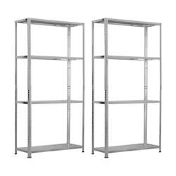 Pack 2 modulare SteelSmart-Metallregale mit 4 grauen Regalen, 160 kg, 145 x 30 x 70 cm, 7house Image