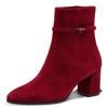 Stiefelette TAMARIS, Damen, Gr. 40, rot, Ziegenveloursleder, unifarben, elegant, Schuhe, Blockabsatz, Businessschuh, Abendschuh mit Touch it-Ausstattung