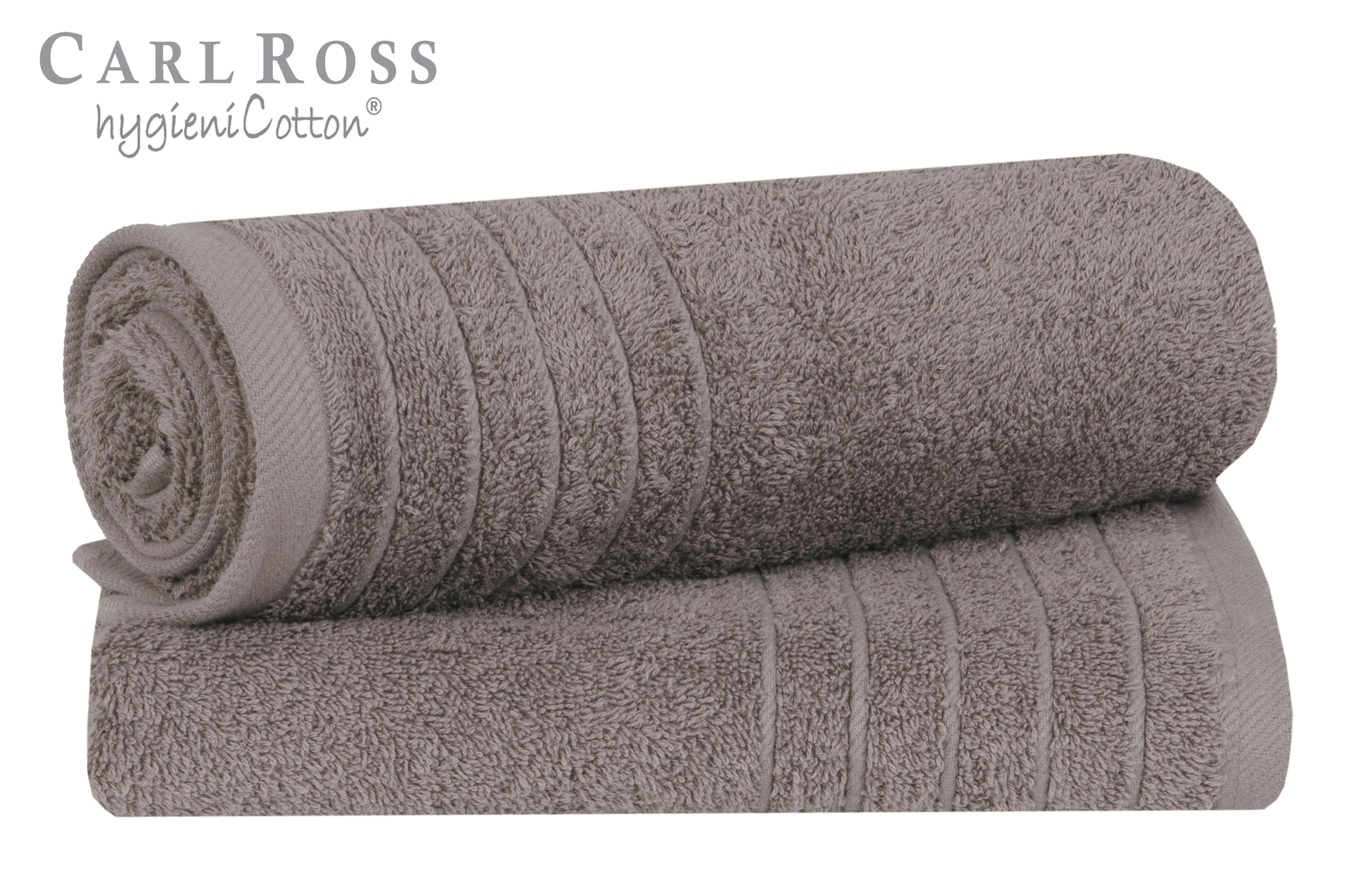 Handtuch CARL ROSS "HygieniCotton", grau (platin), B:50cm L:100cm, Frottee, Obermaterial: 100% Baumwolle, Handtücher, mit 2 Aufhängekordeln Image