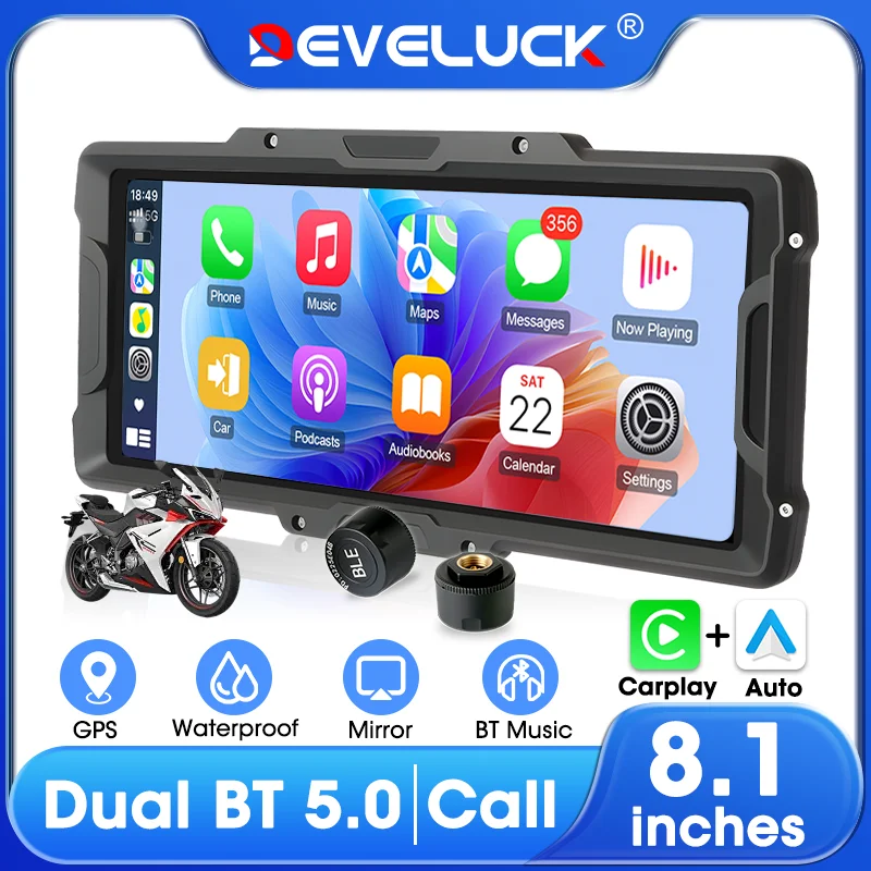 8,1 Zoll Motorrad Carplay Android Auto Navigation GPS für Moto Display Bildschirm IP67 Wasserdichte BT Digitale Motorräder Dashboard Image