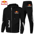 Felpa con cappuccio da uomo con logo Red Bull Set 2 pezzi Autunno 2025 Moda semplice giacca stampata Cappotto Stormtrooper Rosso Nuovi arrivi