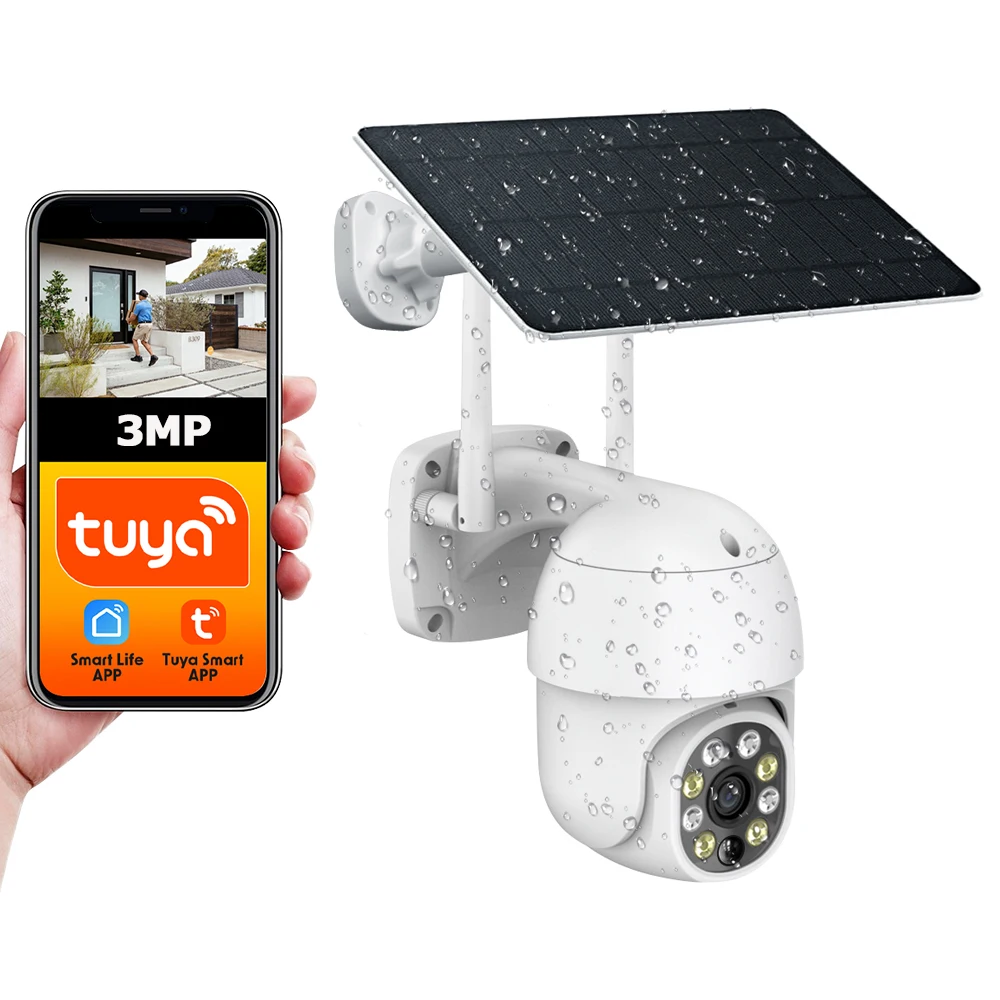 Tuya SmartLife APP 3MP WiFi Batterie Solar Motion Tracking PIR Erkennen Sicherheit Überwachung Farbe Nachtsicht Outdoor PTZ Kamera Image
