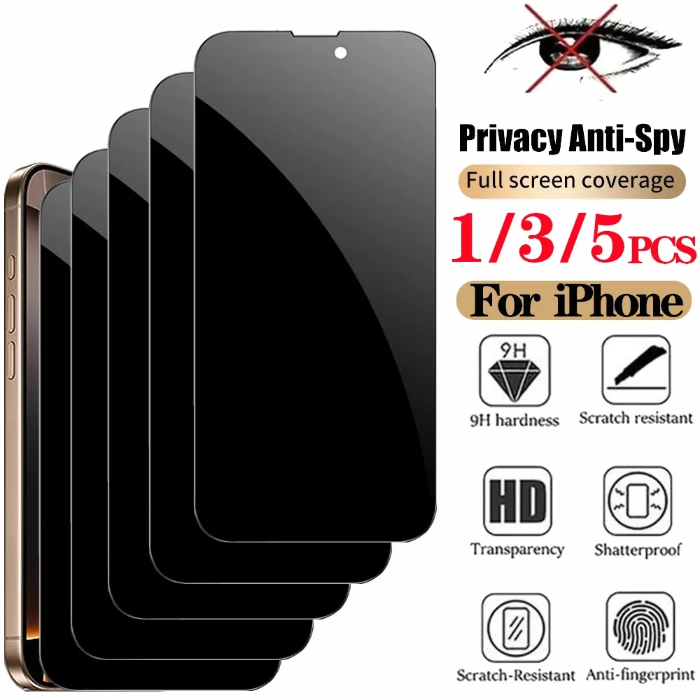 1/3/5 PCS Anti-Privacy-Hartglas für iPhone 17 16 15 Pro Max Anti-Peep-Displays chutz iPhone 16 Anti-Spy-Front glas iPhone 15 14 Plus Peep-Proof-Schutz folie iPhone 16 Pro Privacy Glass iphone 17 16e Image