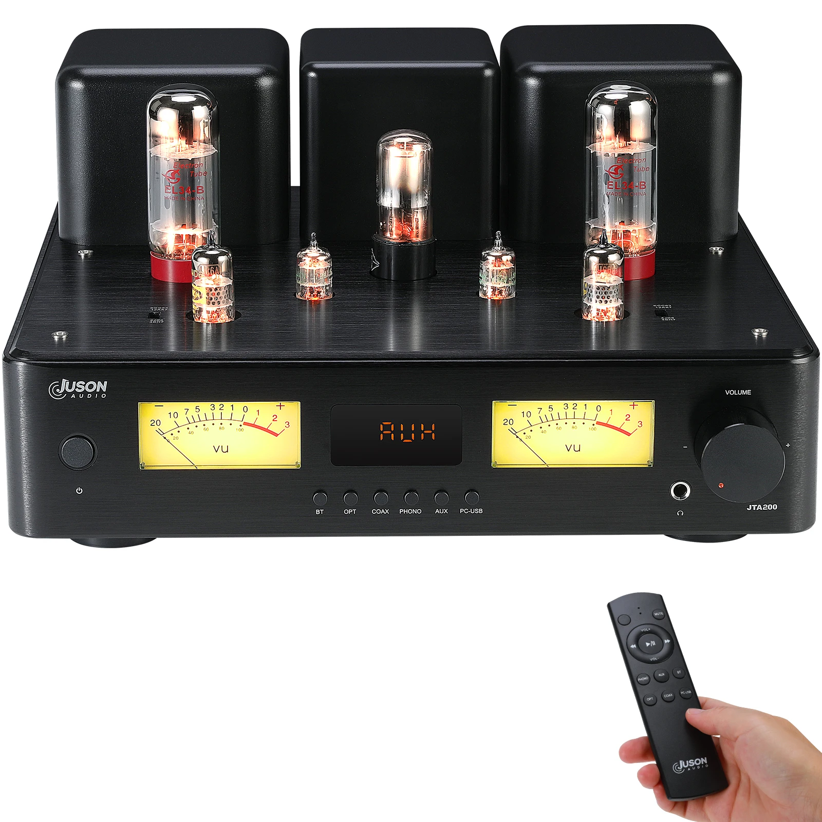 Juson Audio JTA200 300W Leistungs-EL34 HiFi Hybrid-Röhrenverstärker mit BT5.4 Phono Koax AUX Opt PC-USB Eingang Kopfhörer Sub-Ausgang Image