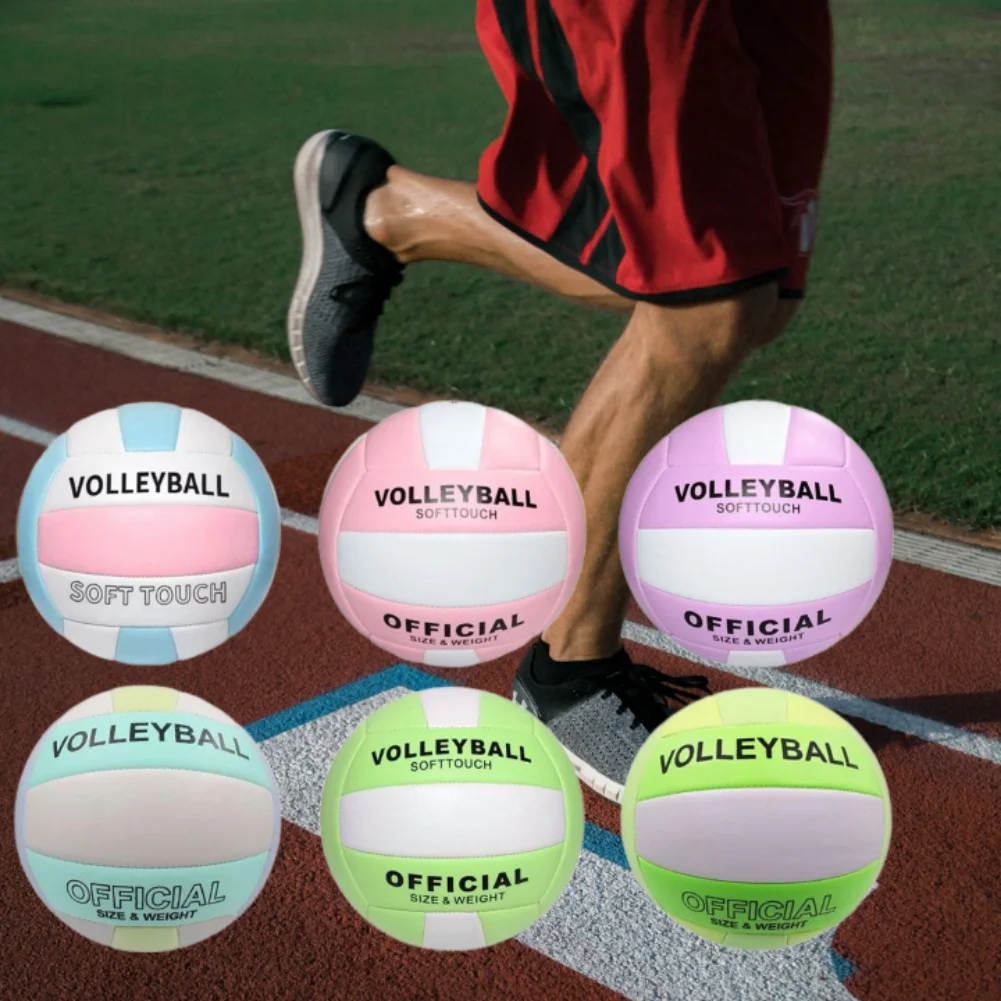 PVC Thickness Macaron Volleyball Official Size No.5 Machine Sewing Soft Beach Air Volleyball Professional Match Balls Non-Toxic