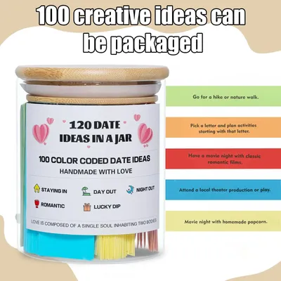 120 Date Ideas In A Jar Color Coded Date Ideas Budget friendly Date Jar Wedding Anniversary Present Anniversary Couples Gifts