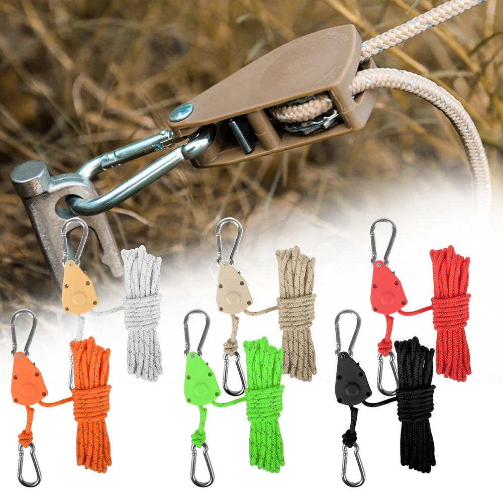 1PC 4M Outdoor Zelt Winddicht Seil Einstellbare Lanyard Hängen Für Zelt Seil Aufhänger Pulley Hebe Pulley Haken Image