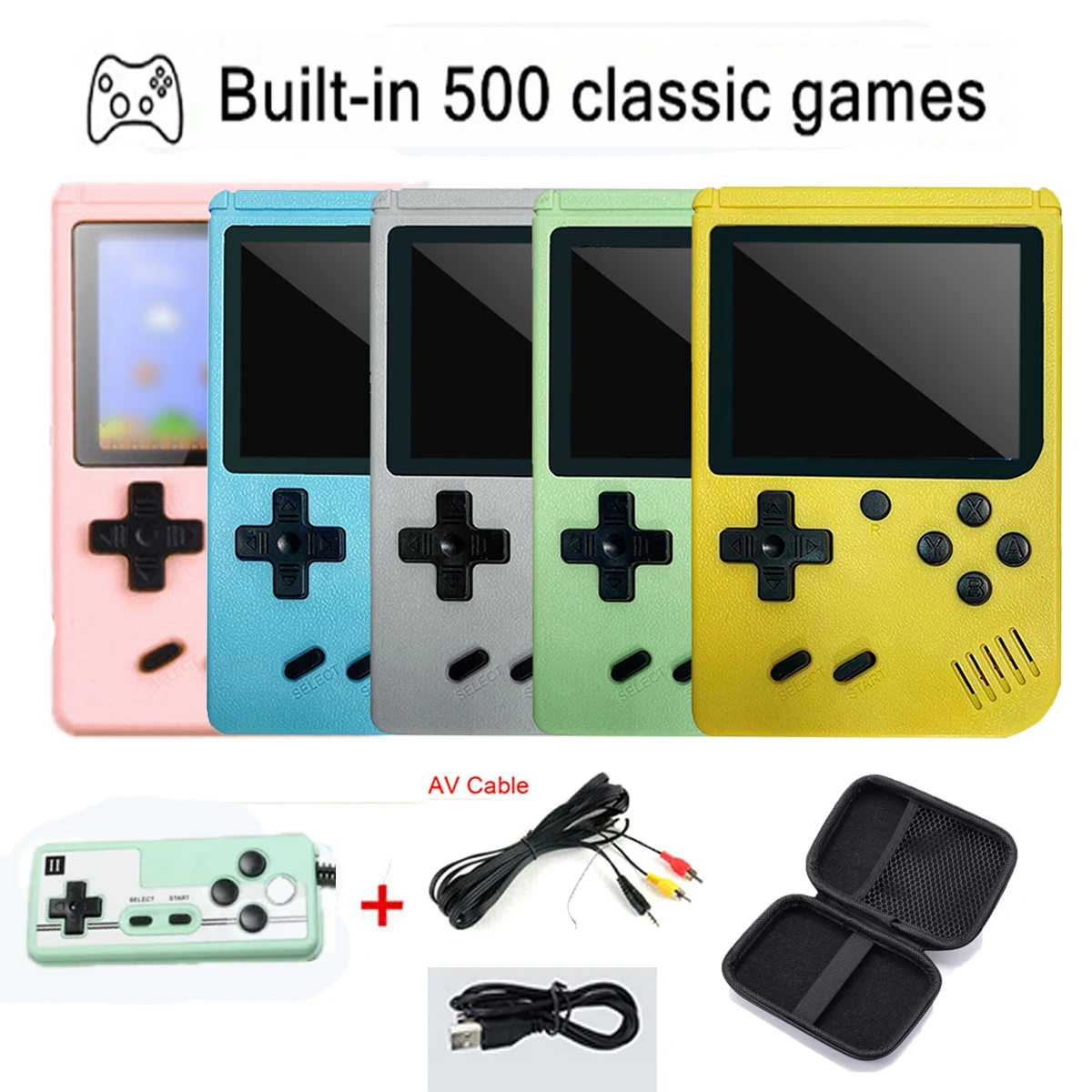 Integrierter 500 Handheld-Game-Player 5,3 Zoll Handheld Classic Arcade Retro für Gameboy Output Emulator TV-Spiele Videospielkonsole Image