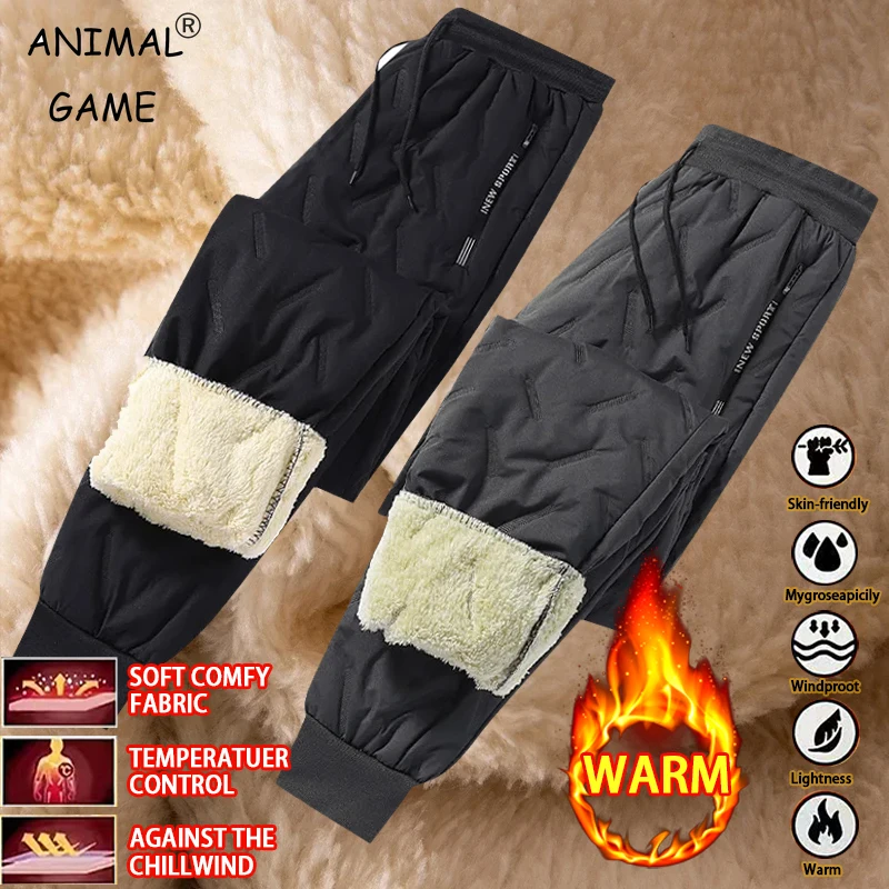 Winter Männer Plüsch Dicke Fleece Wasserdichte Sweatpant Winddicht Casual Hosen Warme Hosen Lammwolle Thermische Hosen Casual Oberbekleidung