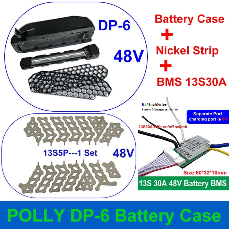 POLLY DP-6 Batteriegehäuse 36V 48V 52V – Passend für 70x 18650 Zellen, leeres Gehäuse, Nickelstreifen, 10S 13S 14S 30A BMS für DIY DP6 Batterie Image