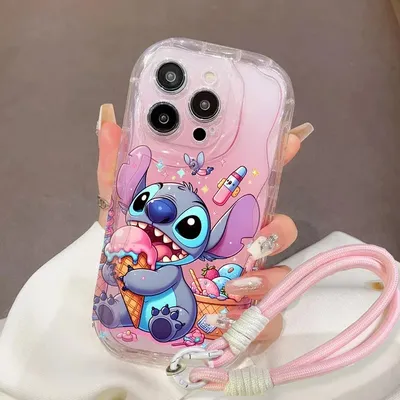 Cute Disney Stitch Hang Strap Case For Iphone 6 6S 7 8 Plus SE 2022 2020 X XS Max XR 12 Mini 11 12 13 Pro Lovely Y2K Wave Cover