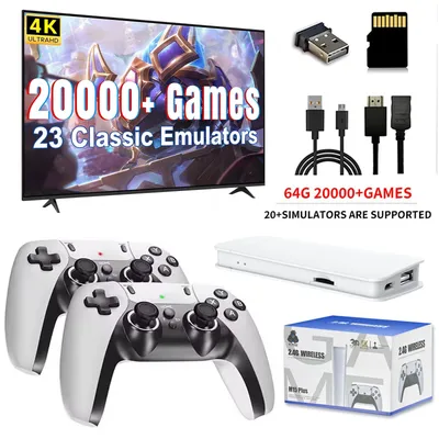 M15 Mini Game Stick 4K Retro Video Game Console Built-in 20000 Games Wireless Gamepads Video Game Controller Support 2 Player