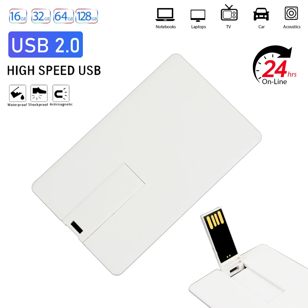 Mini Pen Drive Kreative USB 2,0 Flash Drive Karte 128GB 64GB 32GB Für Computer Memory Stick weiß USB Stick High Speed Pendrive Image