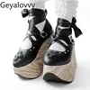Gothic Japanischen Stil High Heel Pumps Frühling Herbst Dicke Sohle Punk Subkultur Lace-up Kreuz Schaukel Mode frauen schuhe