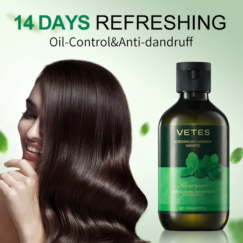 VETES Shampoo 260 ml Tiefenreinigung Haarwäsche Lindern Juckreiz Kontrolle Pil Nähren Kopfhaut Haarshampoo Flauschig Erfrischend Für Mann Frau Image