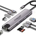 Lemorele Docking station USB 10 in 1 Adattatore USB tipo C 4K a 60 Hz HDMI 100 W PD RJ45 1000 Mbps Ethernet Slot SD/TF per laptop Mac